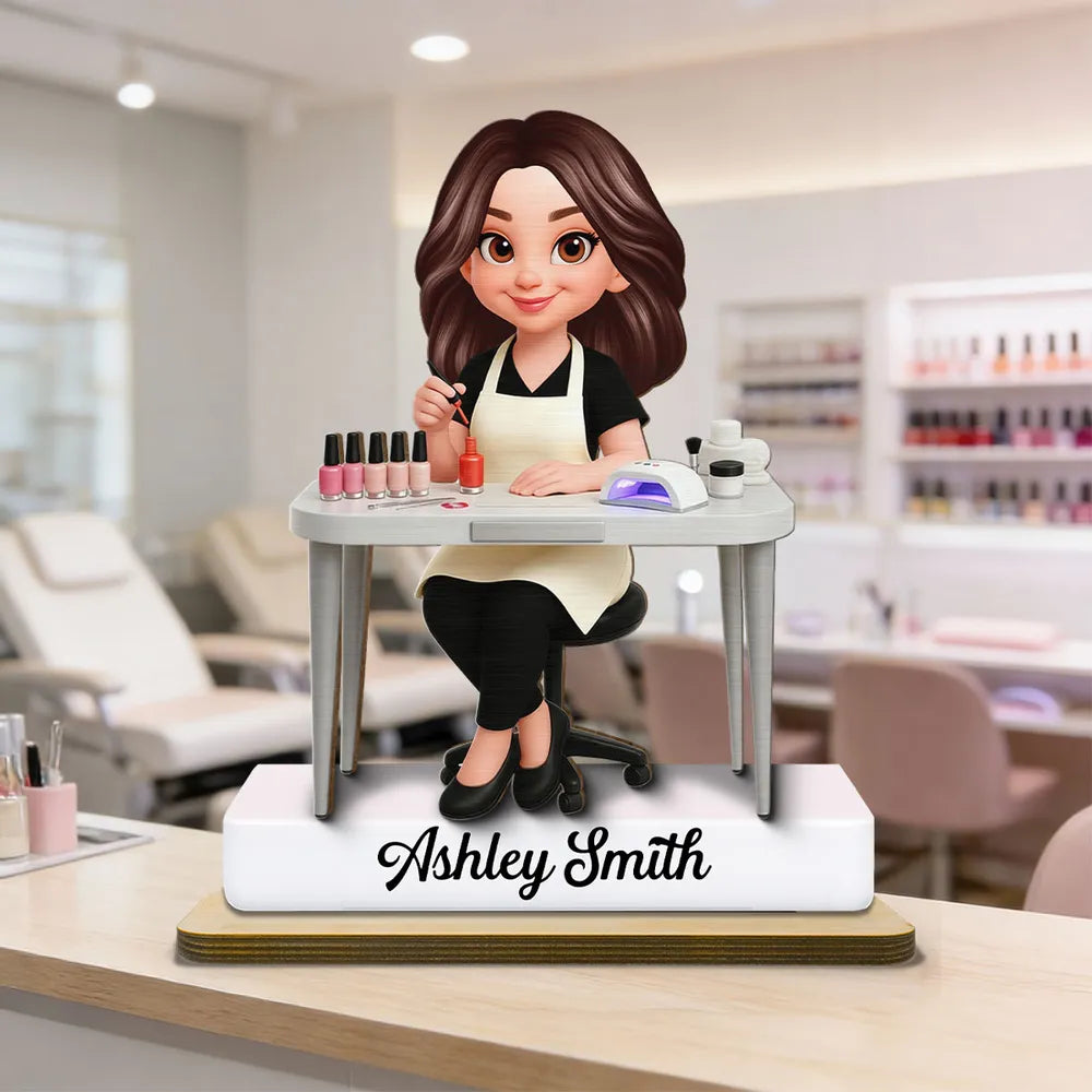 Custom Nail Technician Figurine for Professionals - Personalized Salon Decor Plaque MagicInPrints