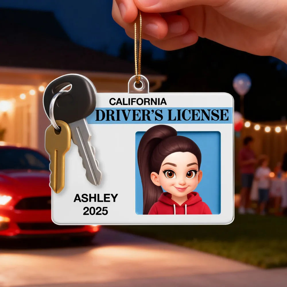 Custom Cartoon Driver's License Keychain for Teens - Fun Novelty Gift Ornament MagicInPrints