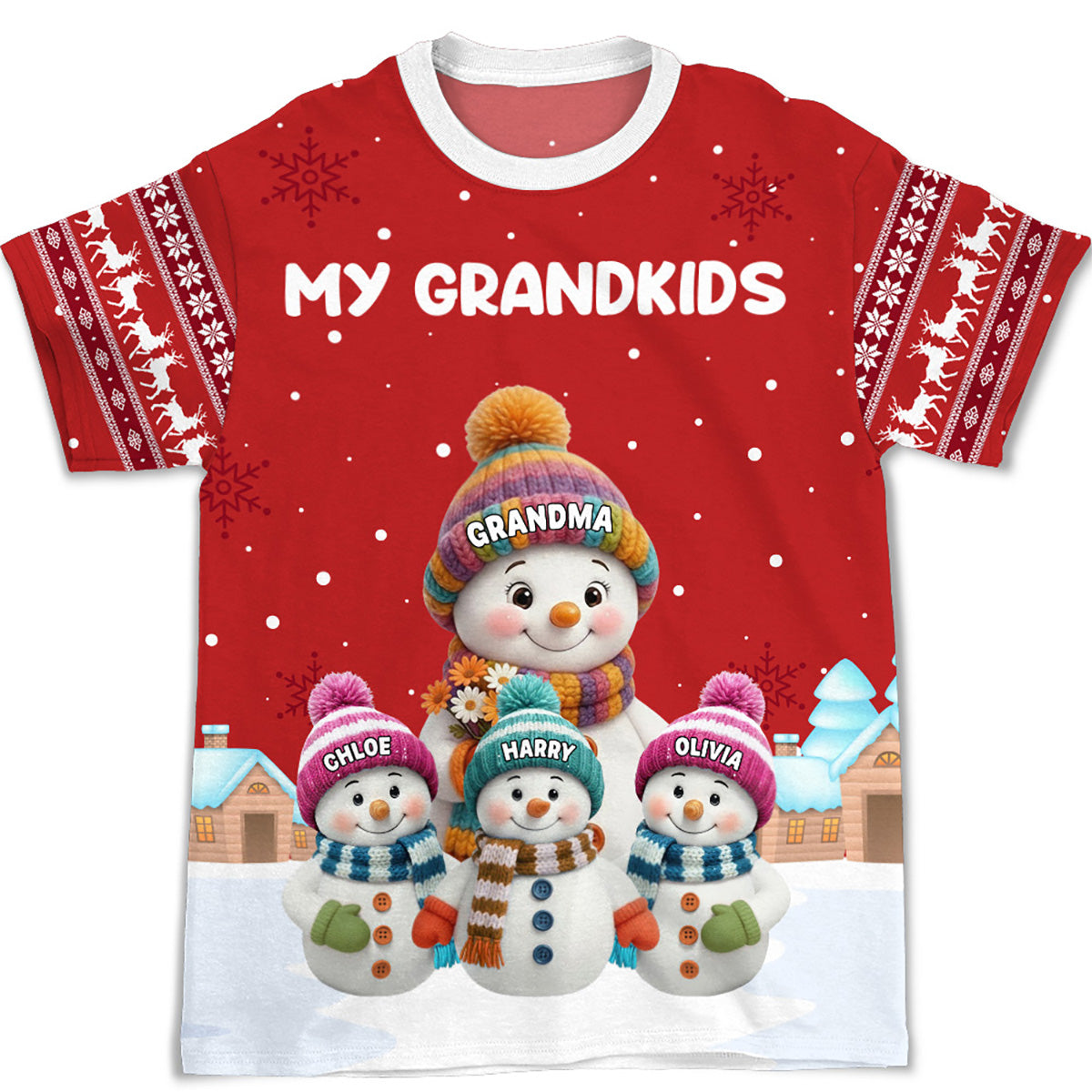 Personalized Snowman Family T-Shirt for Grandma - Christmas Gift Cloth MagicInPrints