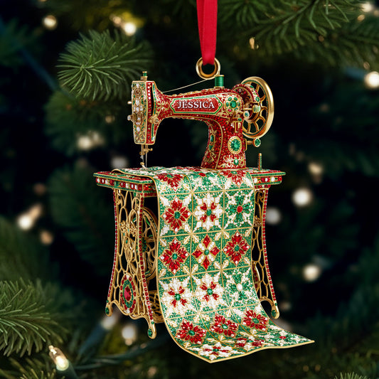 Sparkle Sewing Machine Ornament- Personalized Christmas Gifts For Sewing Lovers Ornament MagicInPrints