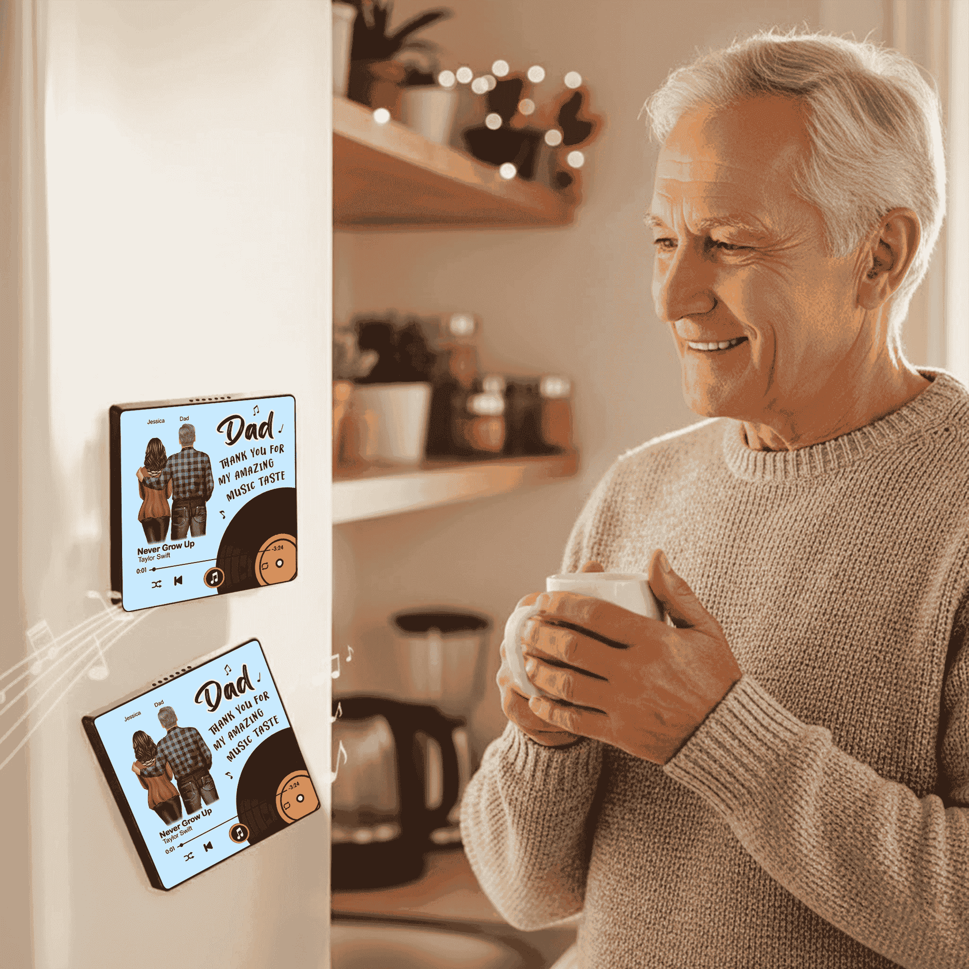 Personalized Music Plaque for Dad - Custom Father's Day Gift Fridge Magnet MagicInPrints