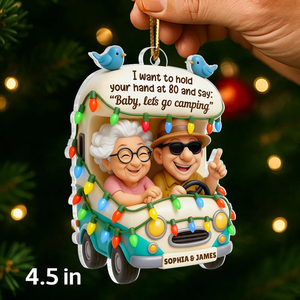 Personalized Elderly Couple Christmas Ornament - Romantic Camping Adventure Ornament MagicInPrints