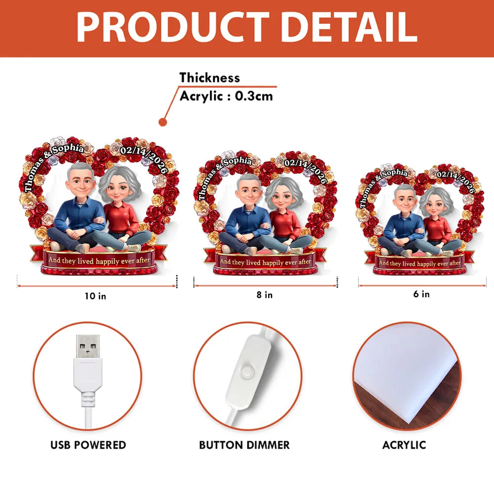 Custom Couple LED Lamp for Couples with Names and Date - Romantic Gift Plaque MagicInPrints