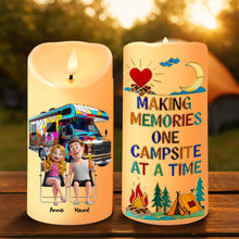 Load image into Gallery viewer, Making Memories, One Campsite at a Time - Personalized Camping Couple LED Candle Led Candle MagicInPrints
