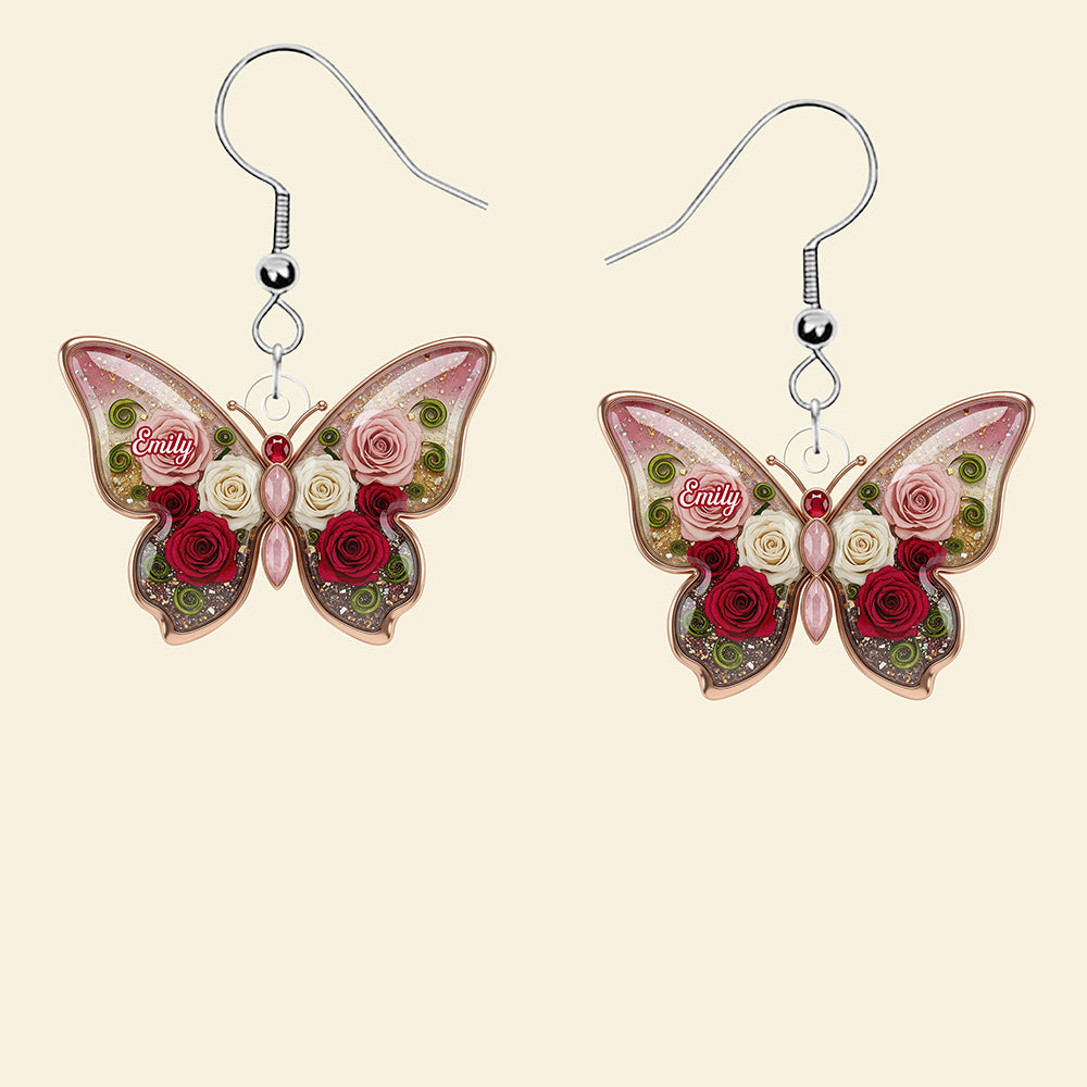 Birth Month Flower Butterfly Acrylic Earrings – Personalized Gifts for Her Earrings MagicInPrints
