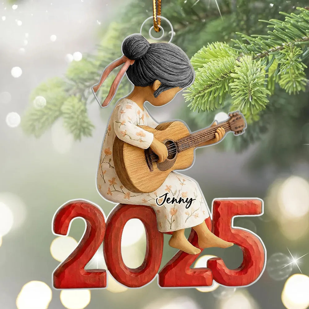 Personalized Girl Guitar Ornament - Custom Name 2025 Keepsake Ornament MagicInPrints