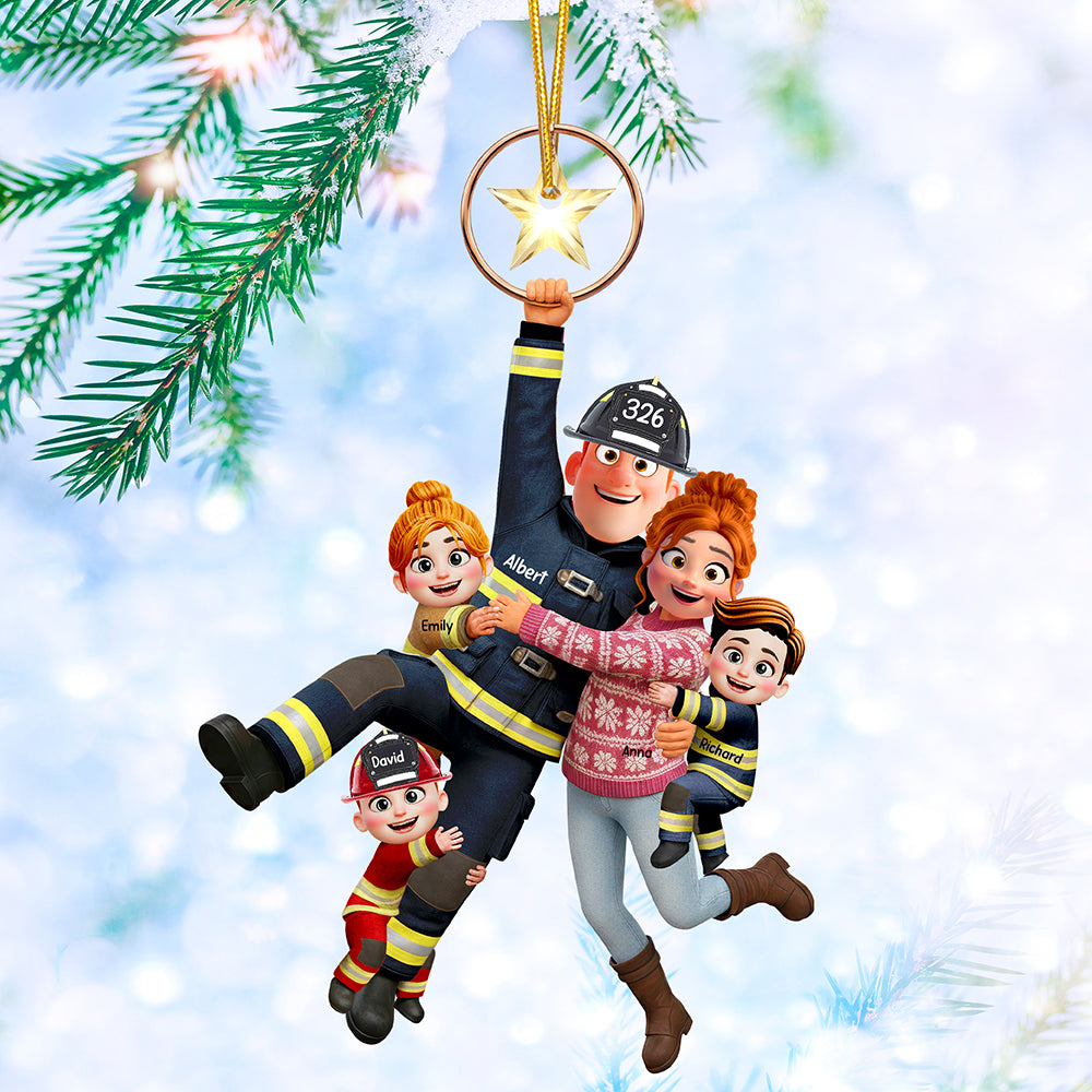 Celebrate Family Bonds: Fun Hanging Firefighter Family Ornament - Personalized Gift for Firefighter Dads, Moms, and Kids Ornament MagicInPrints