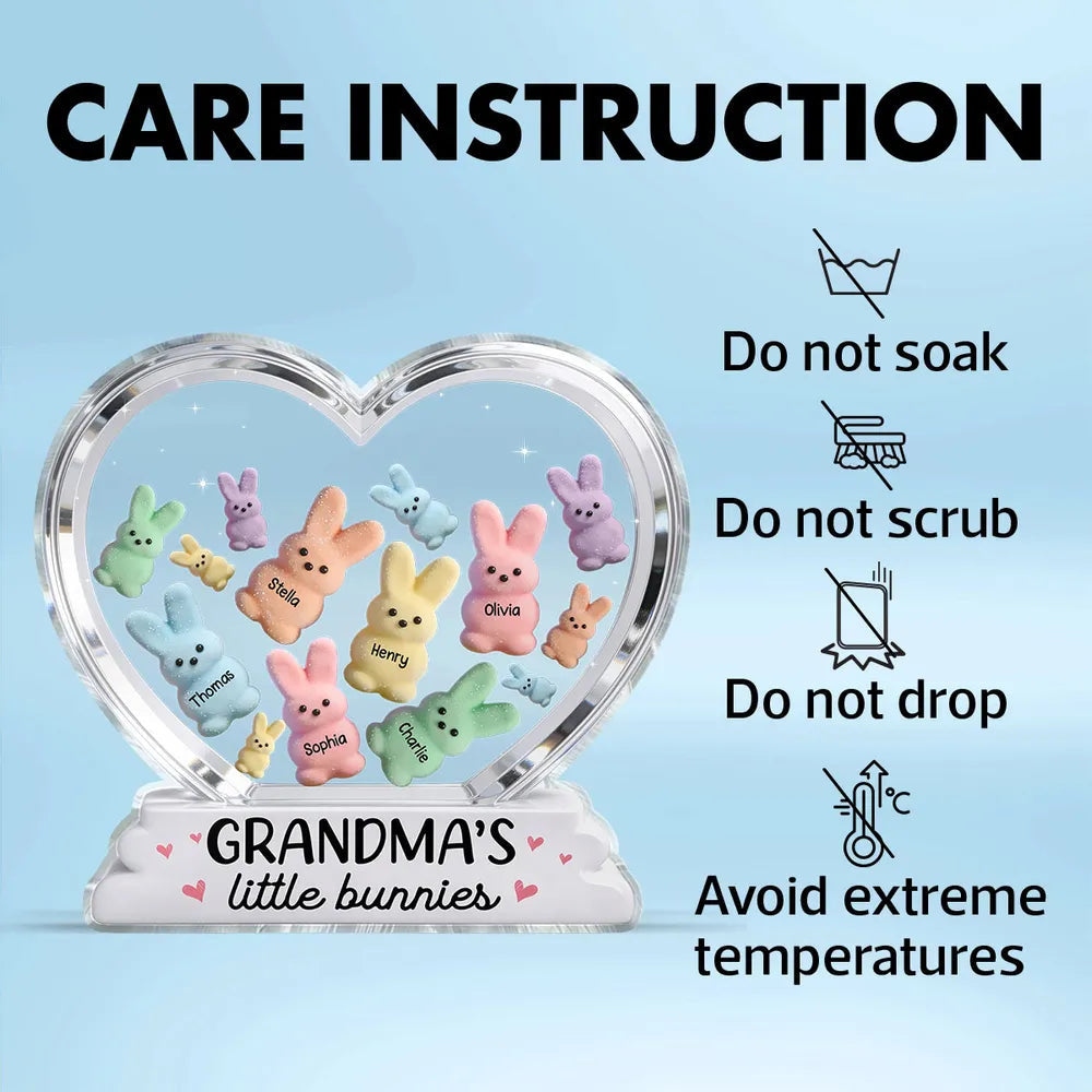 Personalized Heart-Shaped Bunny Keepsake for Grandma - Family Gift Plaque MagicInPrints