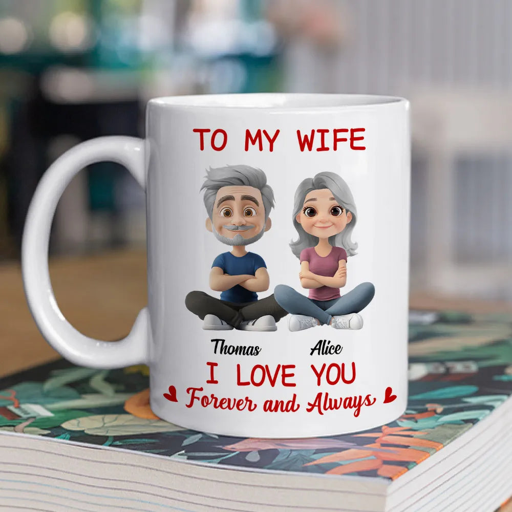 Personalized Mug for Wife with Custom Cartoon Couple - Anniversary Gift Cup MagicInPrints