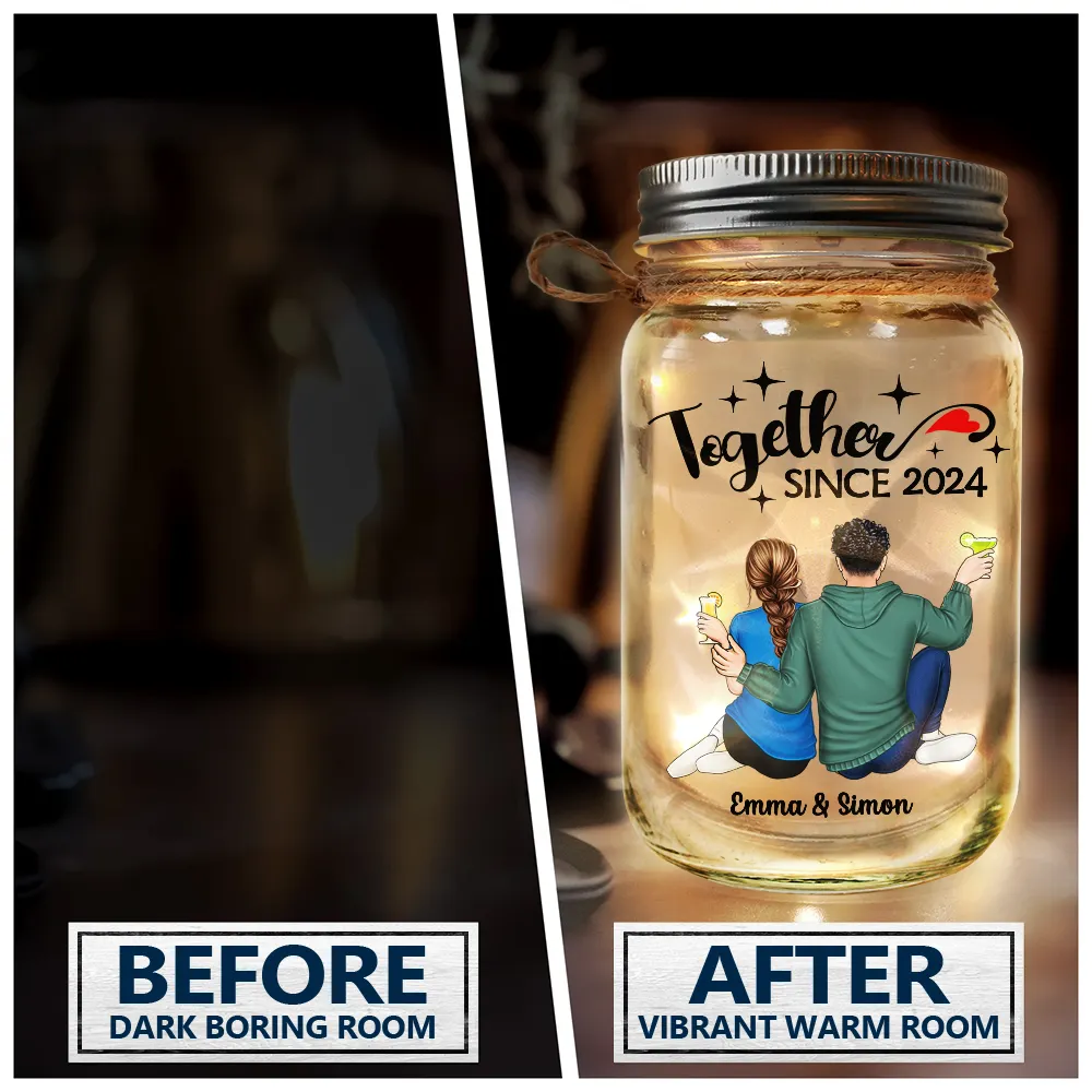 Personalized Couple Mason Jar Light - Romantic Anniversary Gift Lamp MagicInPrints