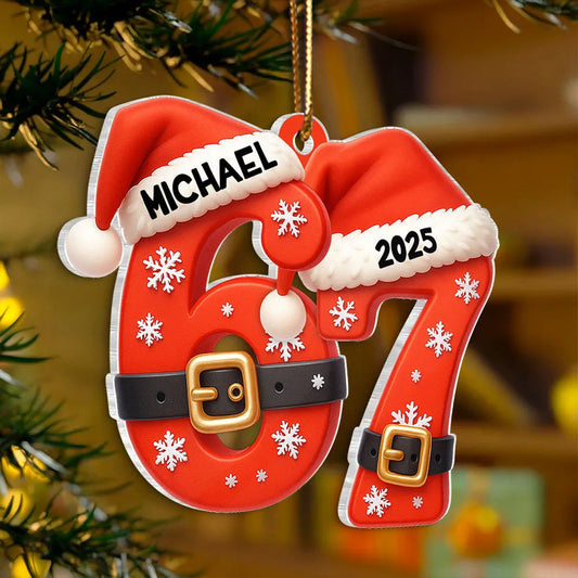 Personalized Christmas Ornament for Kids - Santa Hat Design with Year 2025 Ornament MagicInPrints