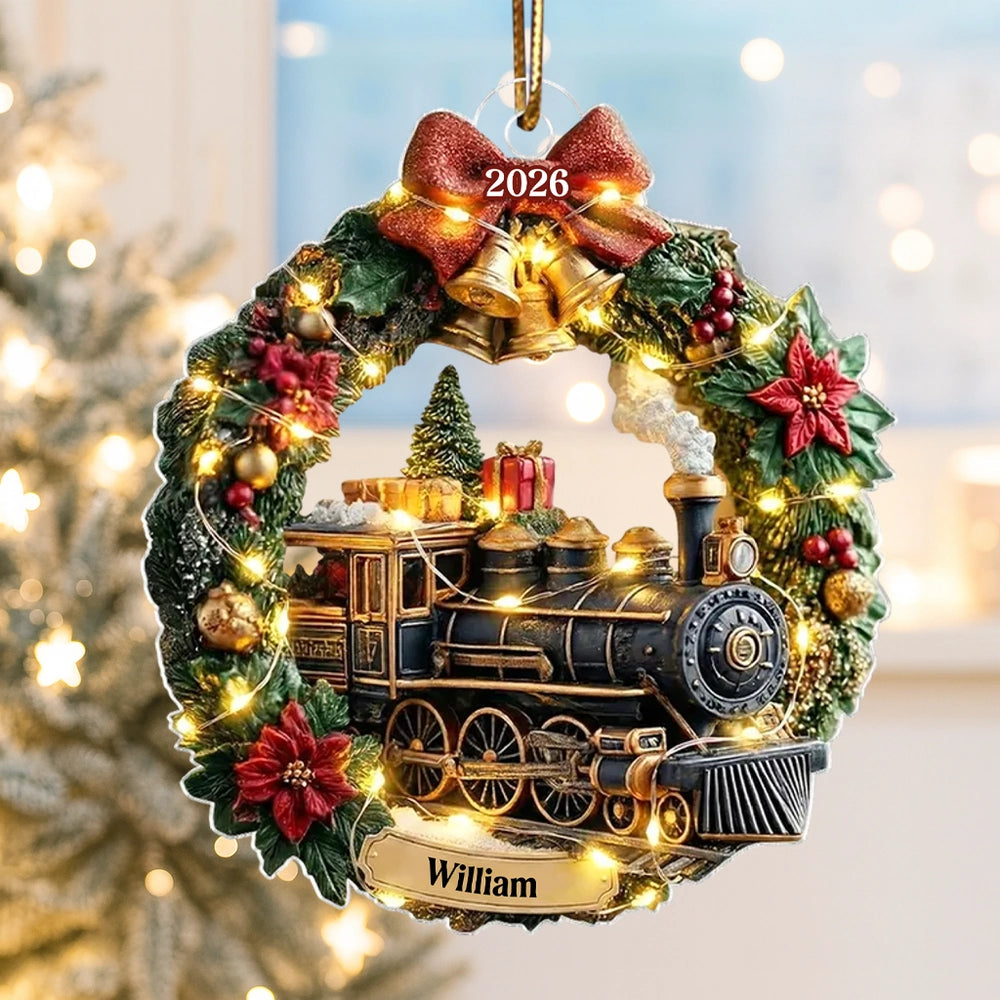 Personalized Train Christmas Ornament for Kids with Lights - Holiday Decor 2026 Ornament MagicInPrints