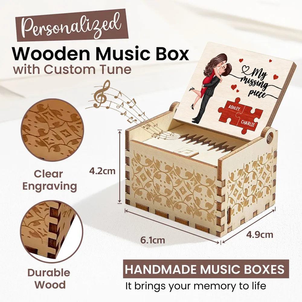 Personalized Wooden Music Box for Couples with Cartoon Design - Romantic Gift for Anniversaries Plaque MagicInPrints