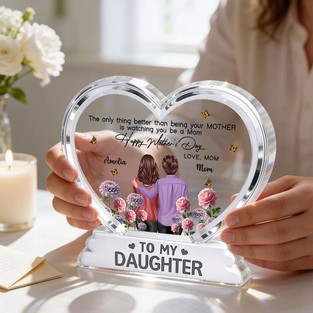 Custom Heart-Shaped Acrylic Plaque for Daughter - Mother's Day Gift Plaque MagicInPrints