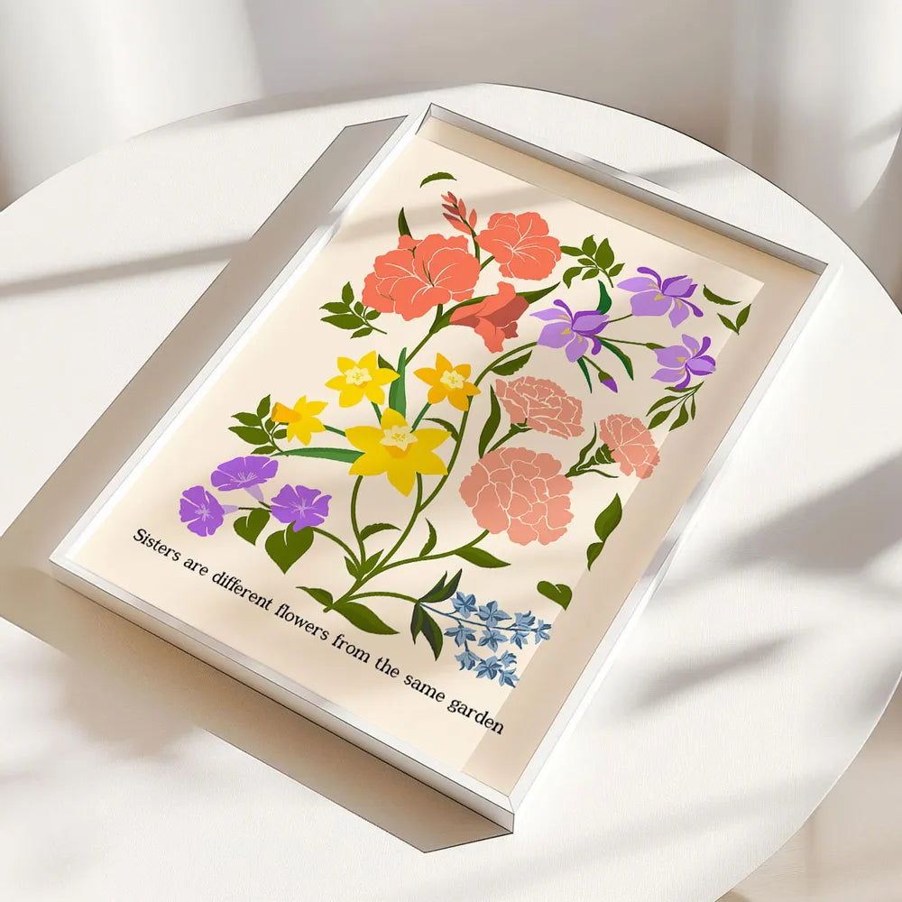 Floral Art Print for Sisters - Sentimental Home Decor Gift Poster or Canvas MagicInPrints