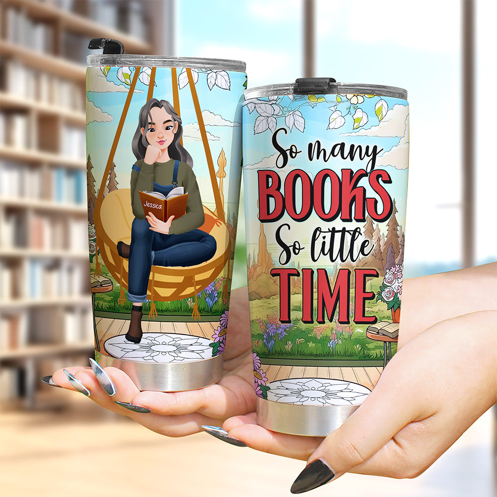 Personalized Tumbler for Book Lovers - So Many Books So Little Time Tumbler Cup PopCulturePrints