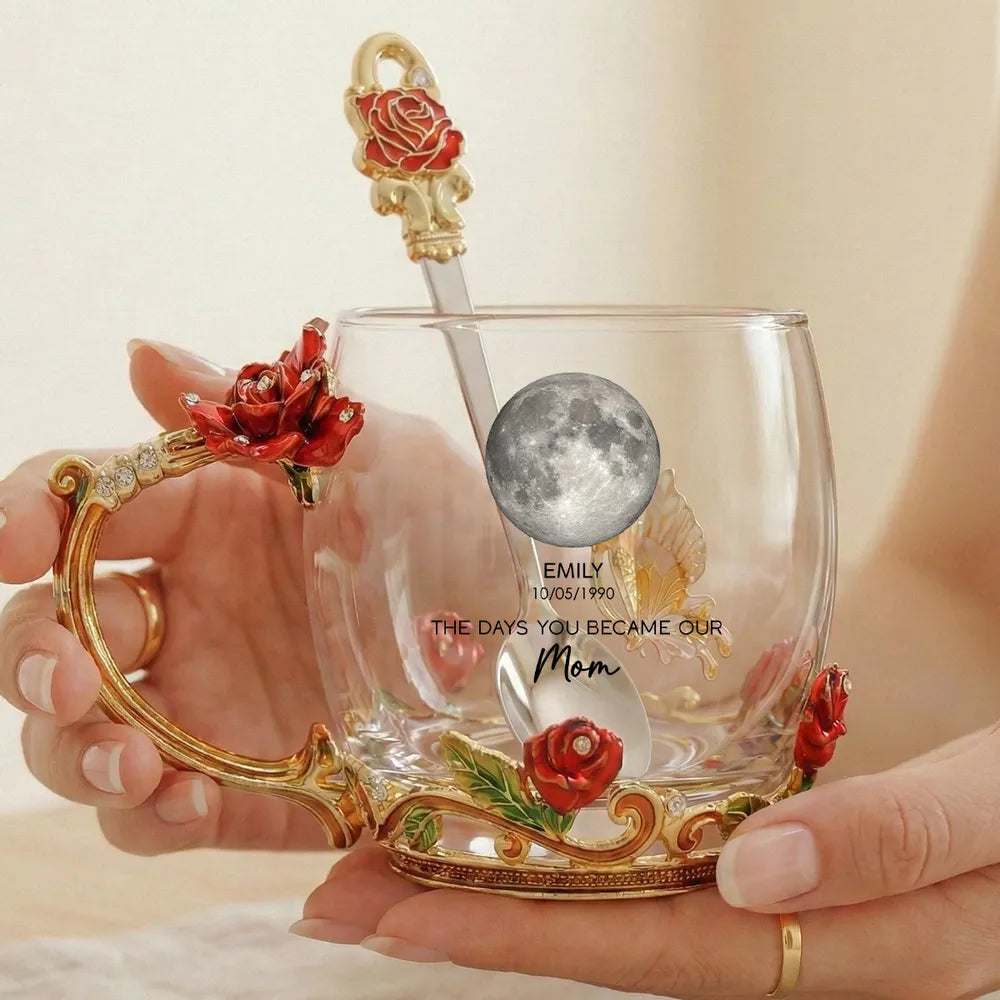 Personalized Glass Mug for Mom with Custom Moon Phase - Mother's Day Gift Cup MagicInPrints