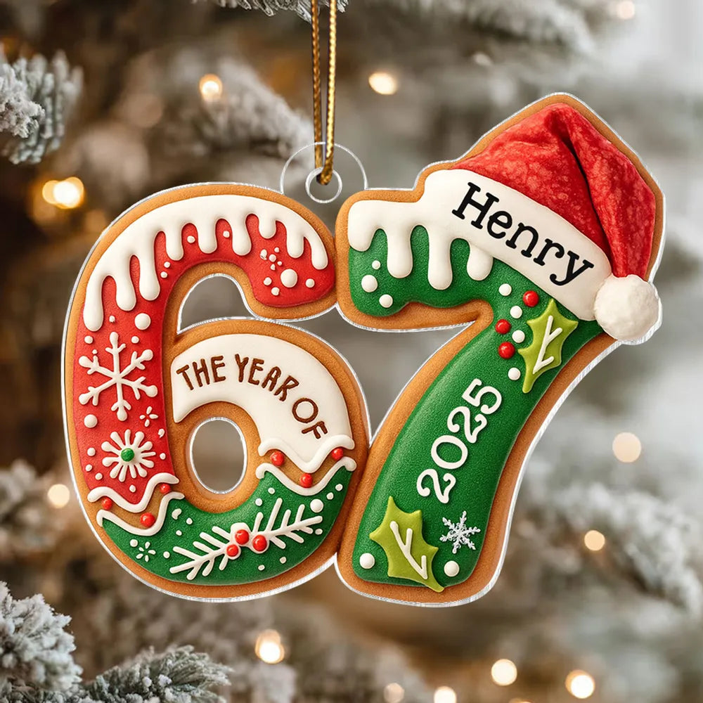 Personalized Christmas Ornament for Adults - Custom Year '67 with Santa Hat Ornament MagicInPrints