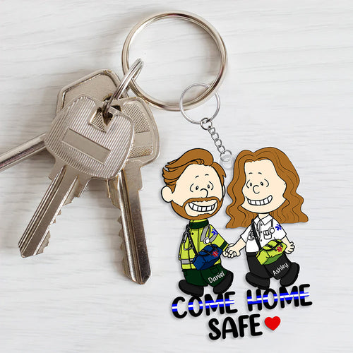 Personalized Come Home Safe Couple Keychain | Unique Valentine's Day Gifts for Couples Keychains PopCulturePrints