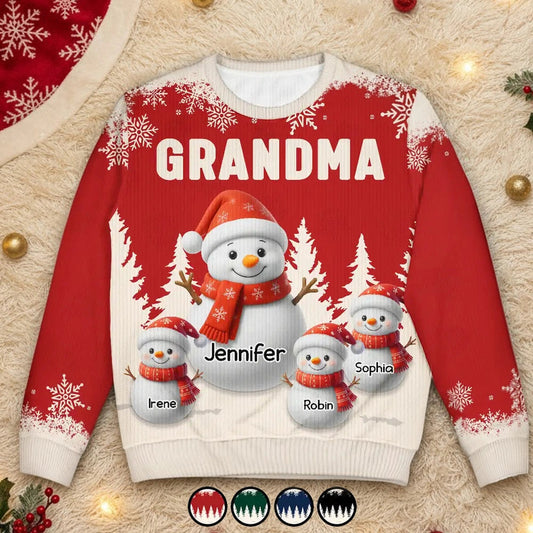 Personalized Christmas Sweatshirt for Grandma - Custom Snowman Family Design Cloth MagicInPrints
