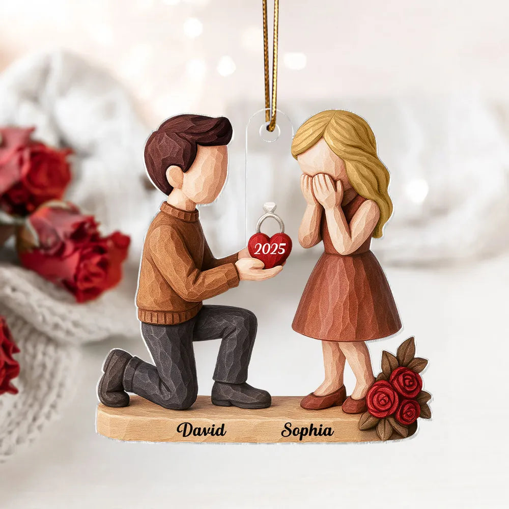 Personalized Engagement Ornament for Couples - Romantic Christmas Proposal Keepsake Ornament MagicInPrints