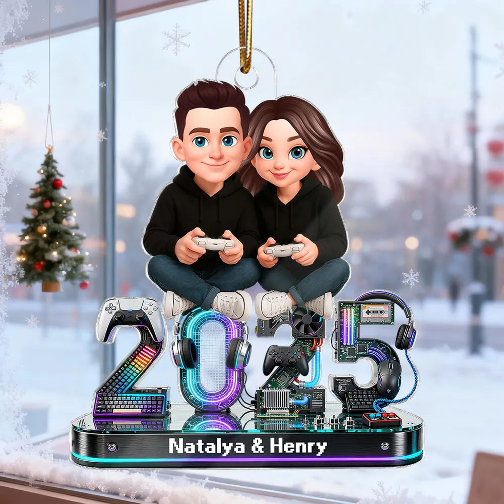 Personalized Gamer Couple Ornament 2023 for Gamers - Christmas Decoration Ornament MagicInPrints