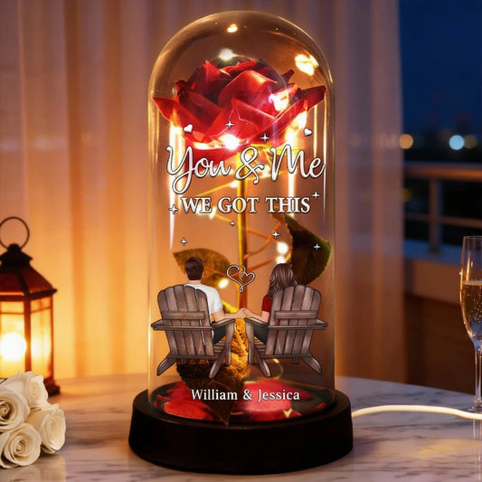 Personalized LED Rose Dome Light for Couples - Romantic Gift Lamp MagicInPrints