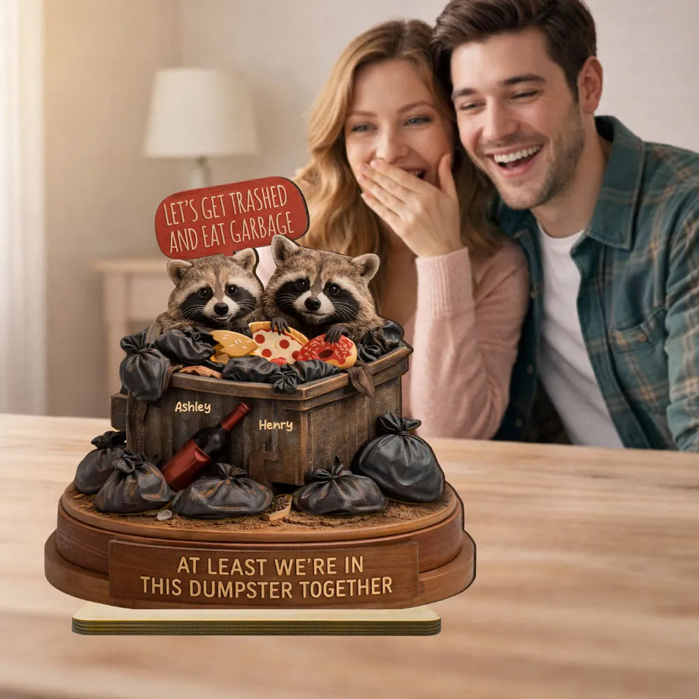 Personalized Raccoon Figurine for Couples - Humorous Home Decor Plaque MagicInPrints