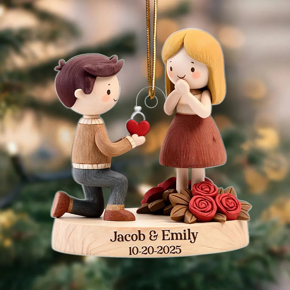 Personalized Engagement Ornament for Couples - Romantic Proposal Keepsake Ornament MagicInPrints