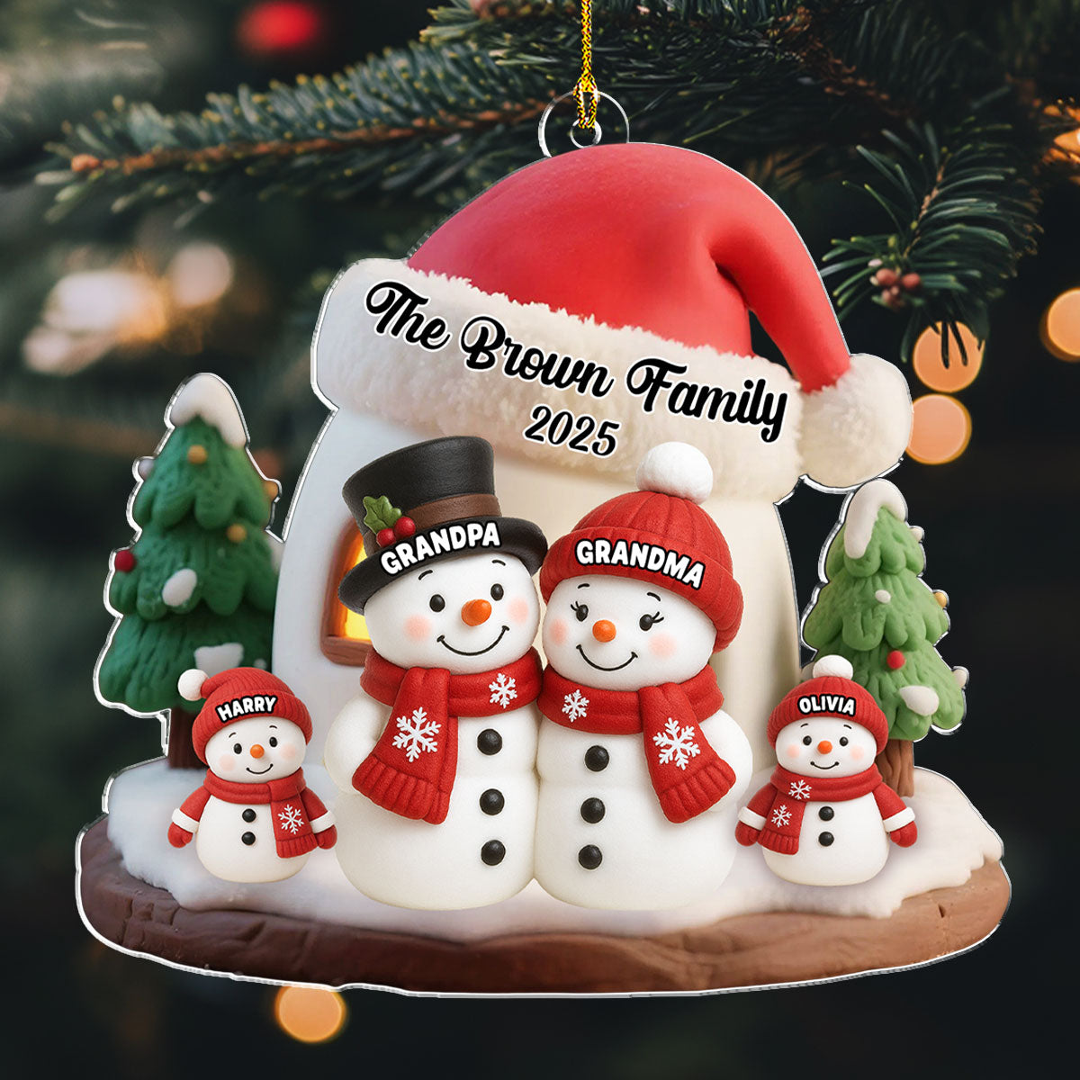 Personalized Family Snowman Christmas Ornament for Grandparents - Holiday Keepsake 2025 Ornament MagicInPrints