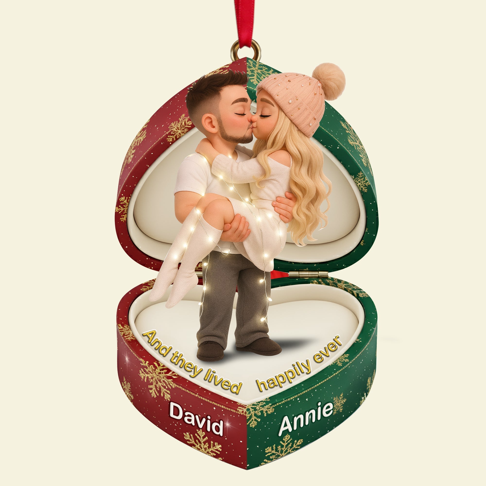 And They Lived Happily Ever After - Sweet Box Couple Ornament - Personalized Custom Photo Gift For Couples Ornament MagicInPrints
