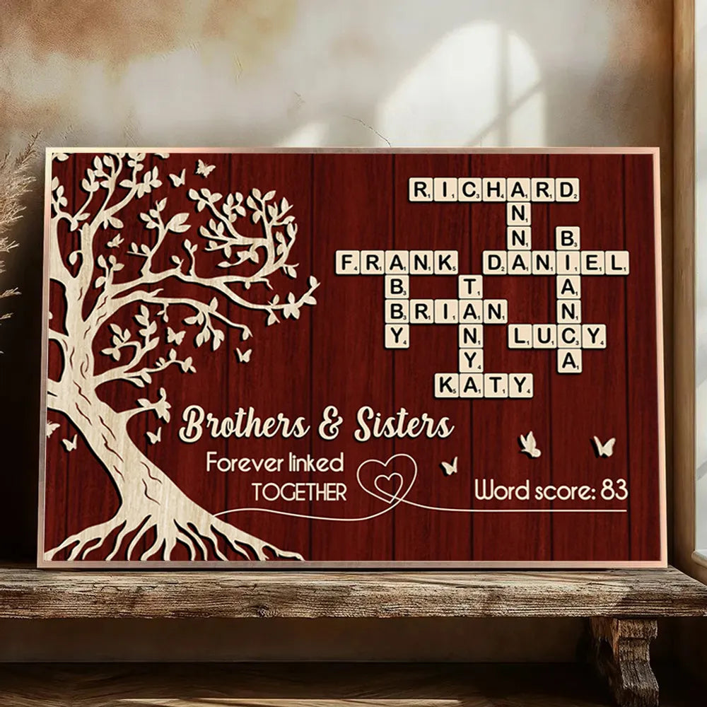 Personalized Wooden Wall Art for Family - Custom Name Crossword Design Poster or Canvas MagicInPrints