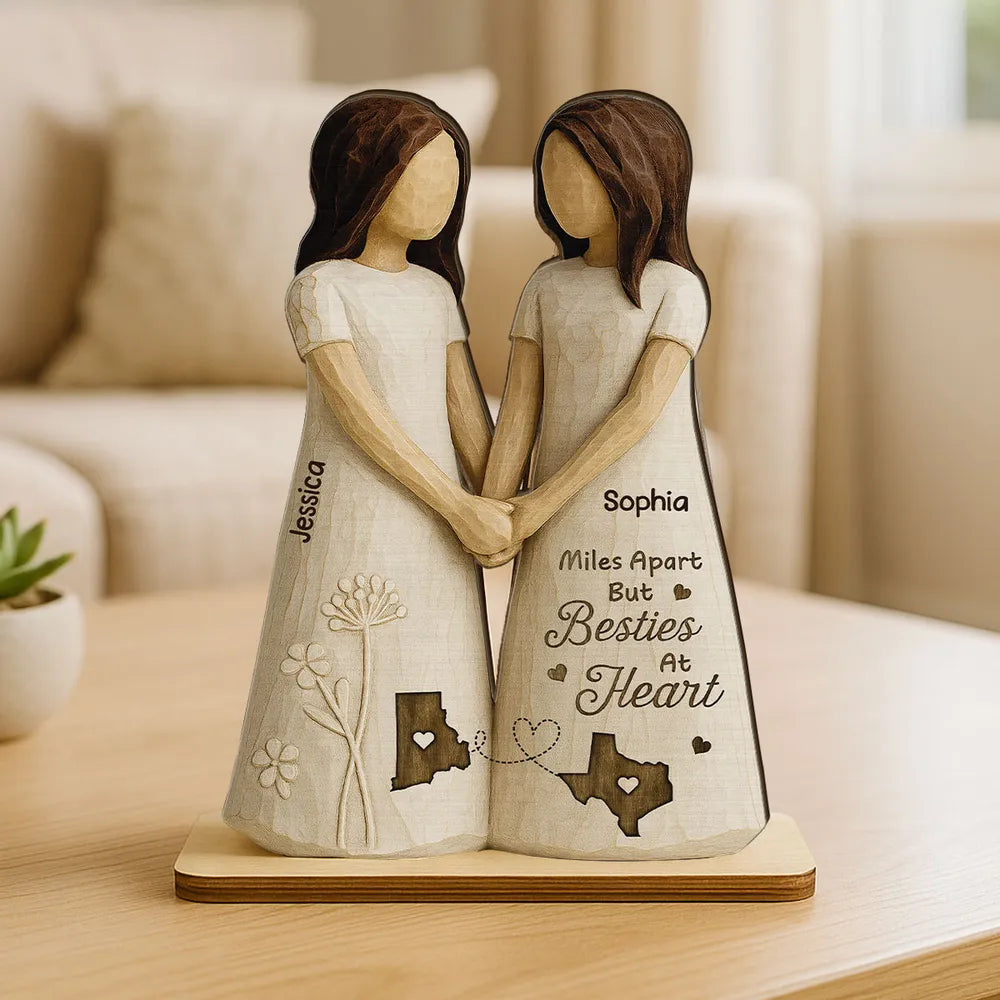 Personalized Best Friends Wooden Figurine - Long Distance Friendship Gift Plaque MagicInPrints