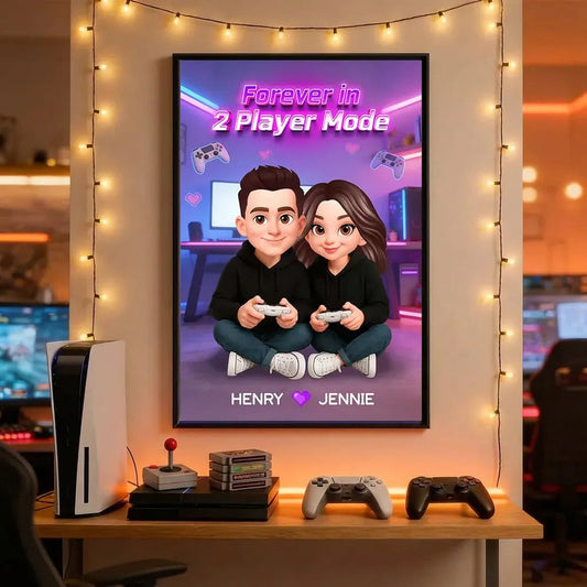 Personalized Couple Gamer Poster - Custom Names & Avatar - Perfect for Gaming Lovers Poster or Canvas MagicInPrints