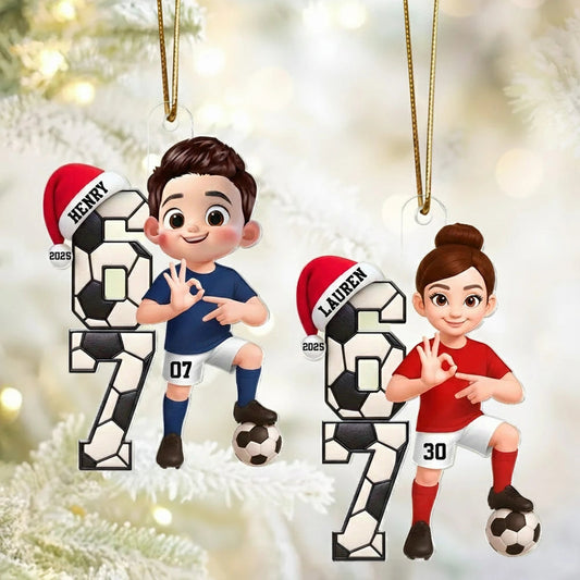 Personalized Soccer Player Christmas Ornaments for Kids - Holiday Gift Ornament MagicInPrints
