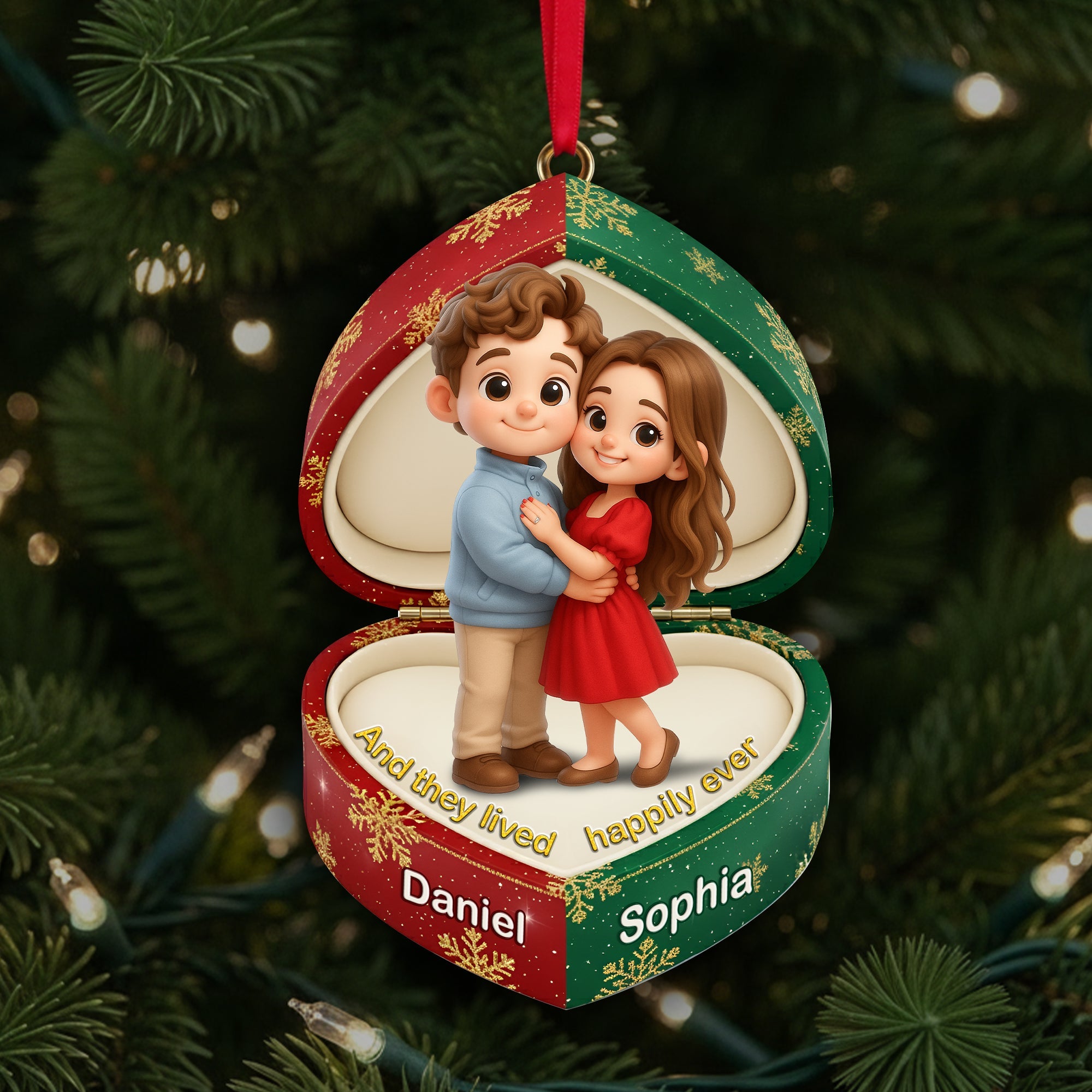 And They Lived Happily Ever After - Sweet Box Couple Ornament - Personalized Custom Photo Gift For Couples Ornament MagicInPrints