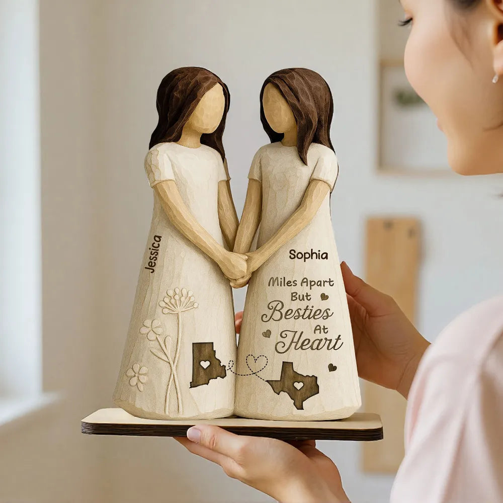Personalized Best Friends Wooden Figurine - Long Distance Friendship Gift Plaque MagicInPrints