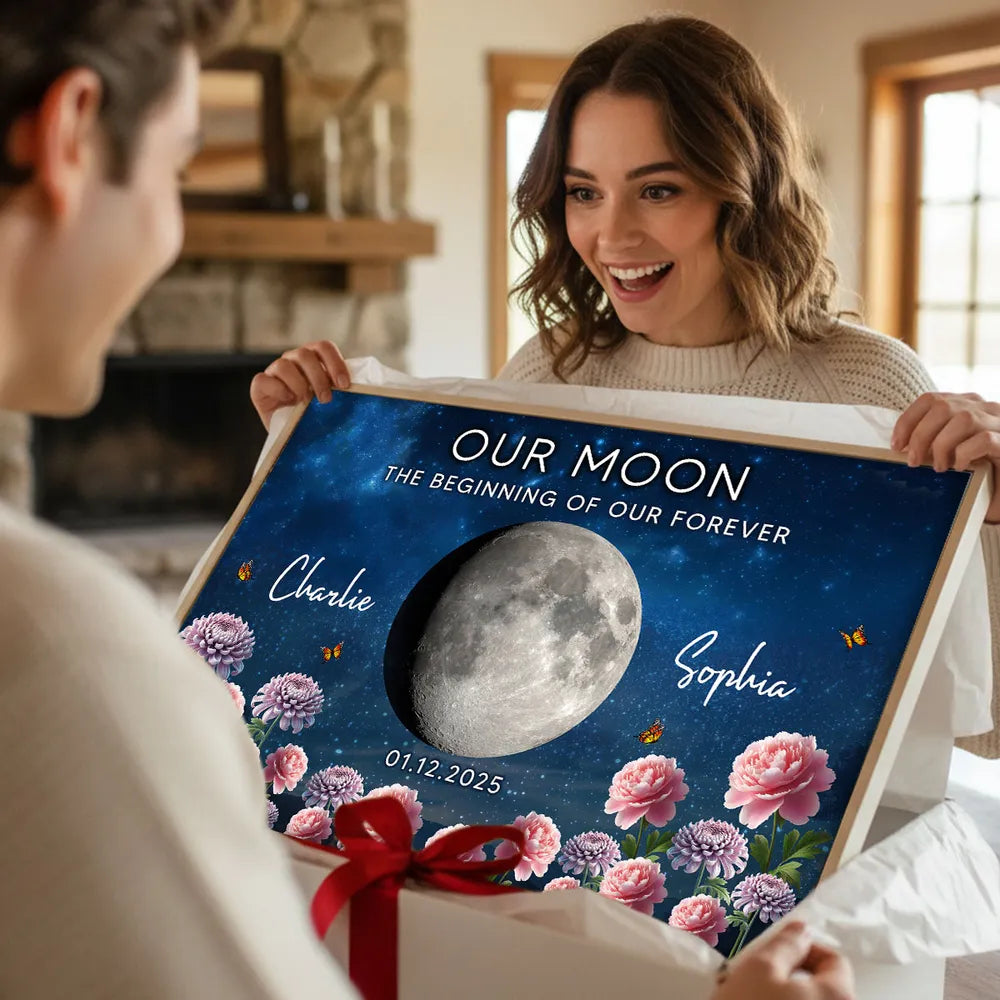 Personalized Moon Phase Wall Art for Couples - Romantic Anniversary Gift Poster or Canvas MagicInPrints