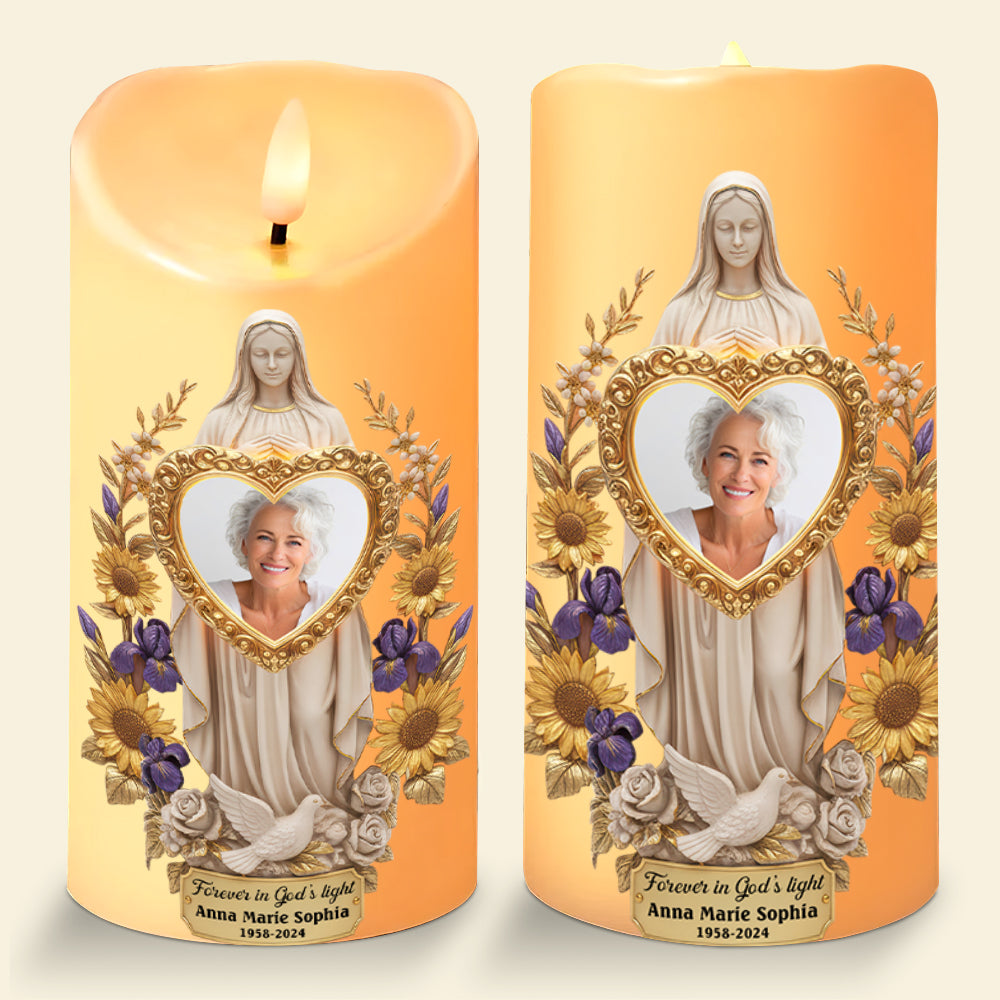 "Forever in God's Light" - Custom Photo Memorial LED Candle - Meaningful Gift for Loved Ones Led Candle PopCulturePrints