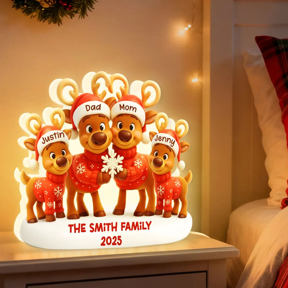 Personalized Family Reindeer Christmas Light - Festive Holiday Decor Plaque MagicInPrints