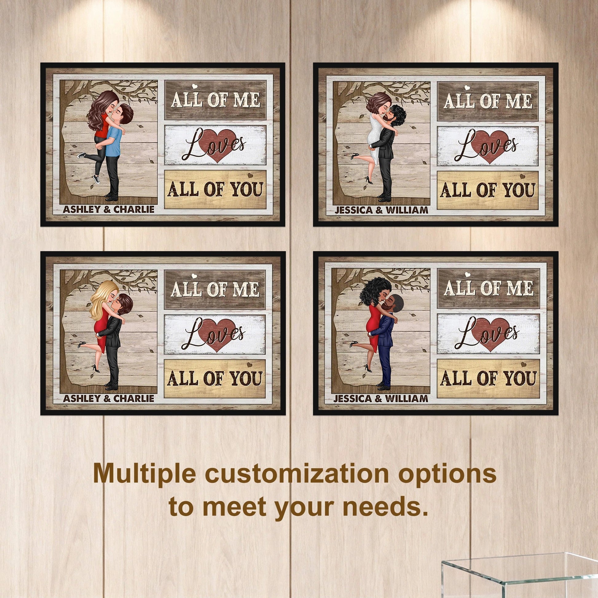 Personalized Romantic Canvas Print for Couples with Custom Names - Anniversary or Wedding Gift Other MagicInPrints