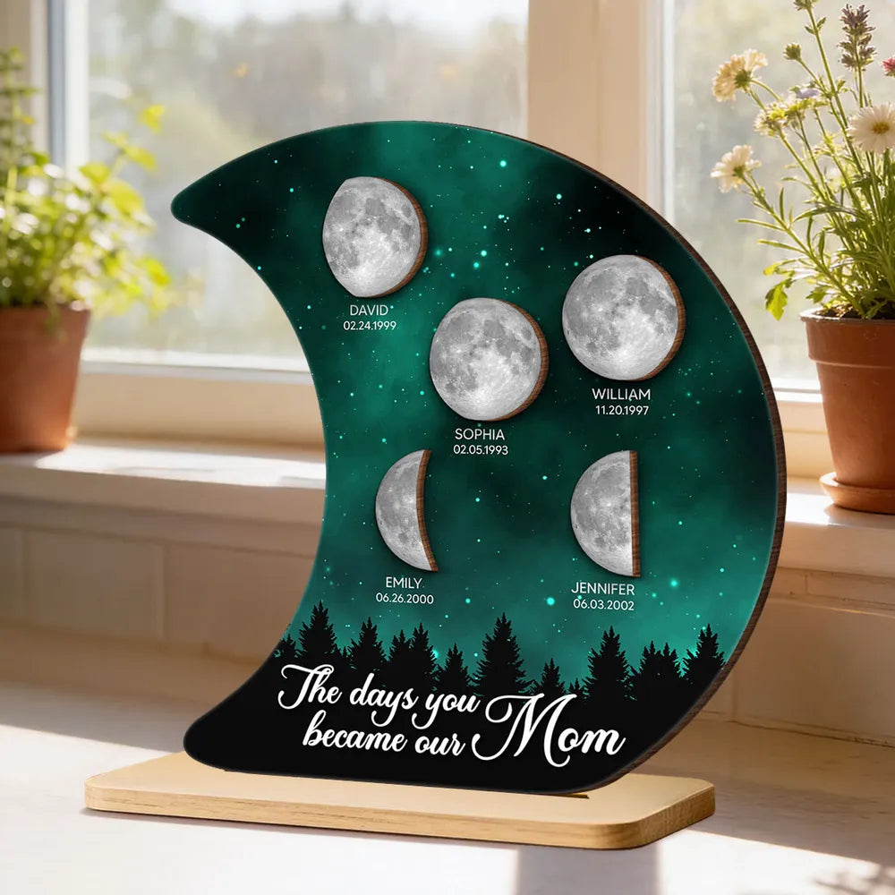 Personalized Moon Phase Plaque for Mom - Family Birthdays Gift Plaque MagicInPrints
