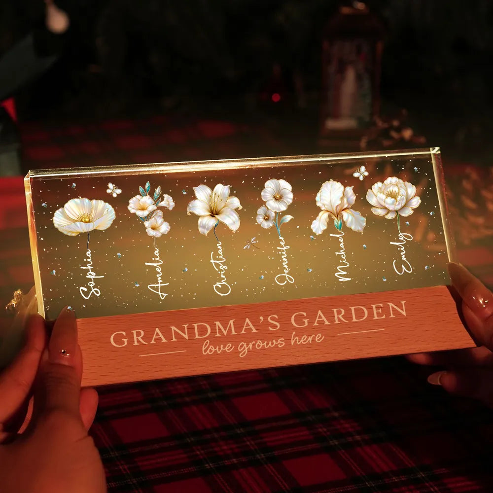 Personalized Acrylic Flower Block for Grandma - Custom Names Gift Plaque MagicInPrints
