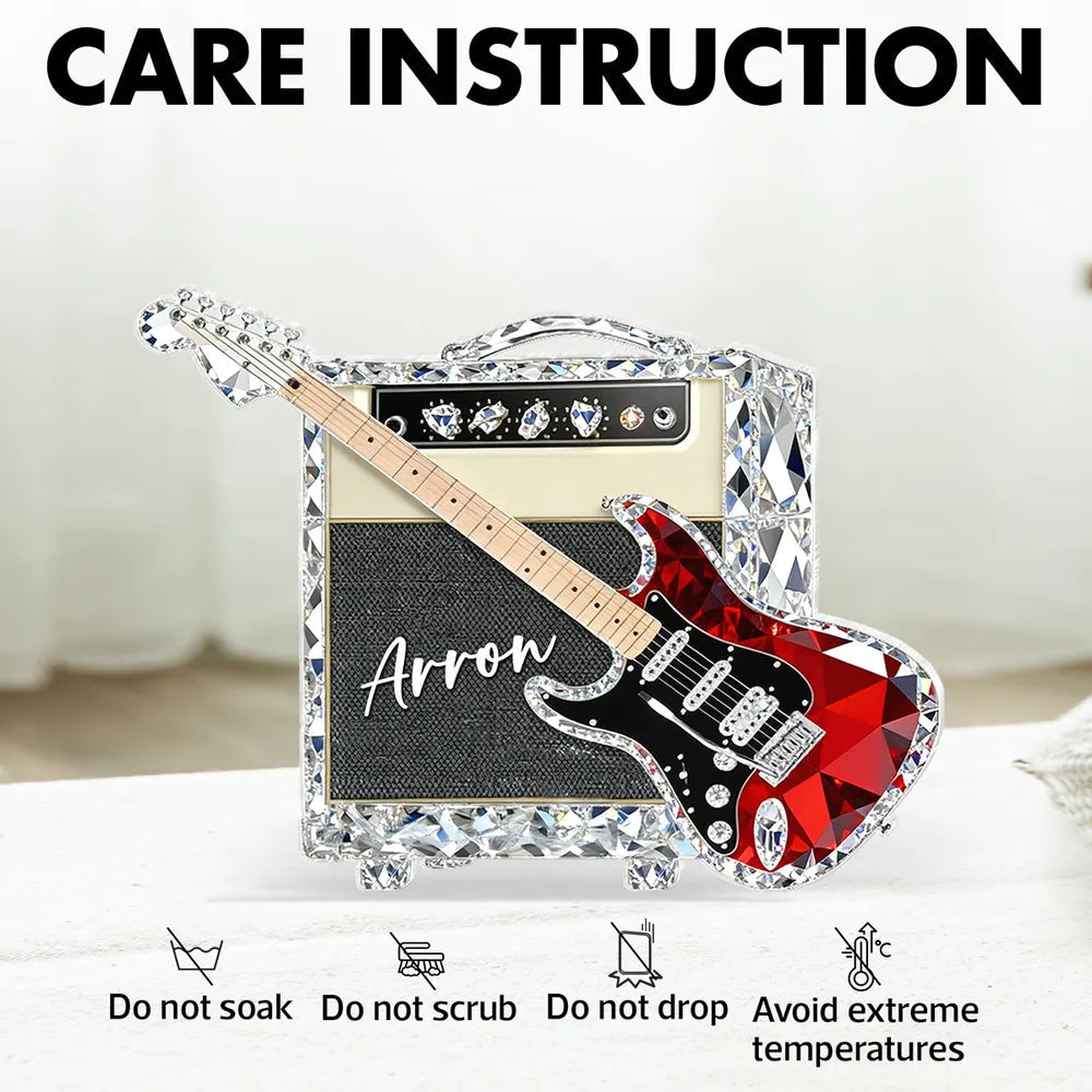 Personalized Crystal Guitar Decor for Music Lovers - Unique Gift Plaque MagicInPrints