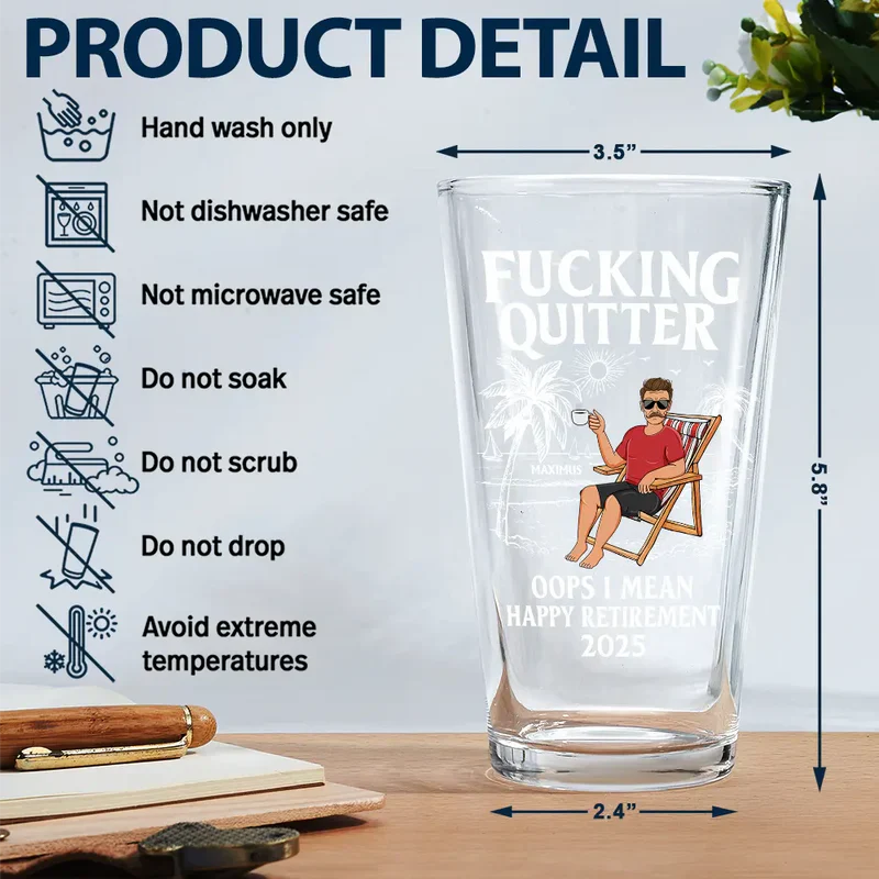 Personalized Retirement Beer Glass for Men - Funny Gift 2026 Cup MagicInPrints
