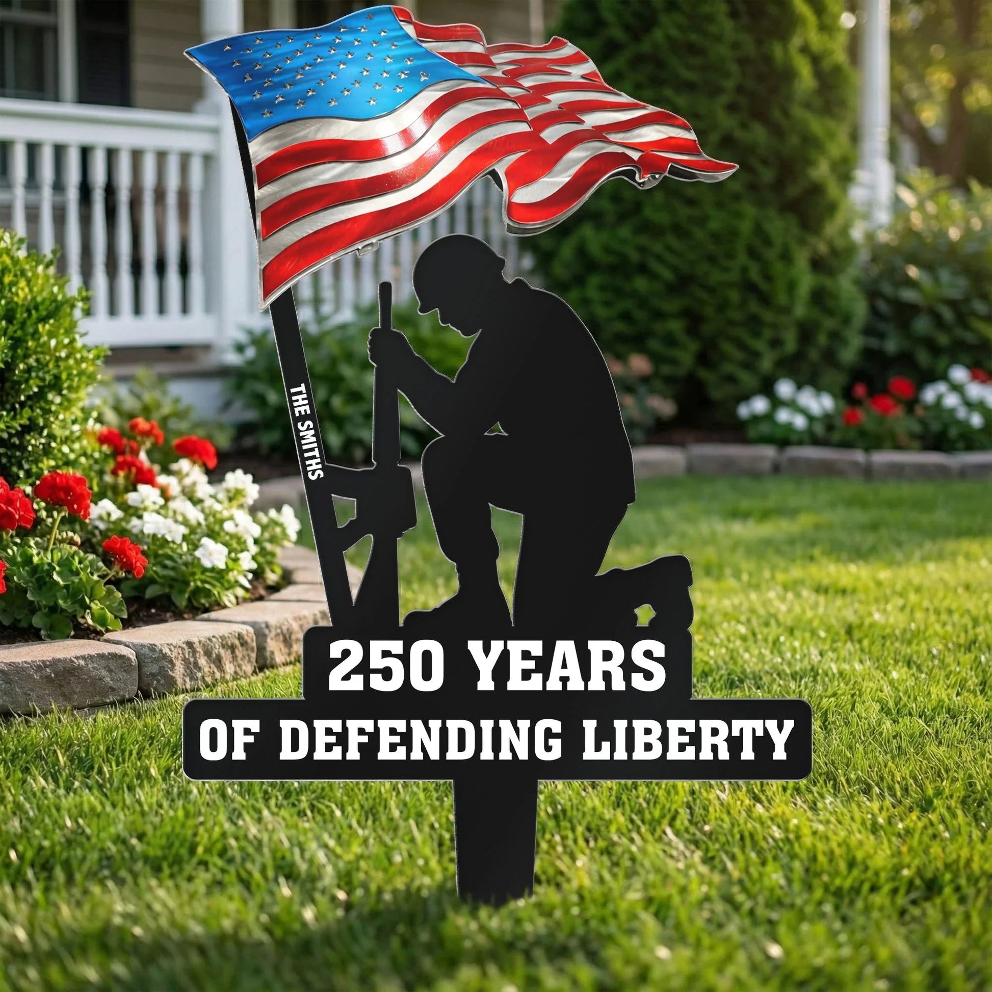 Personalized Patriotic Yard Sign for Veterans - 250 Years of Defending Liberty Sign MagicInPrints