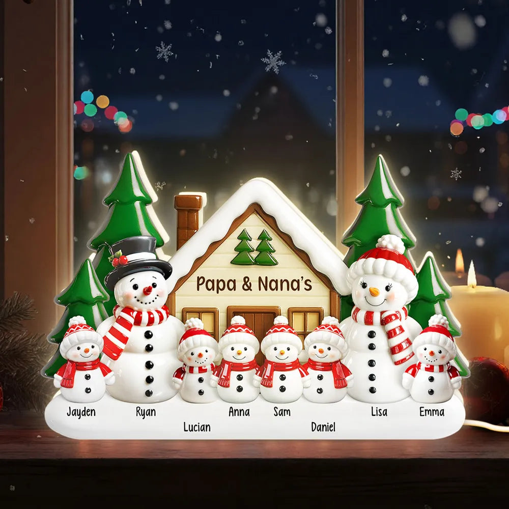 Personalized Family Snowman Christmas Ornament - Holiday Decoration Plaque MagicInPrints
