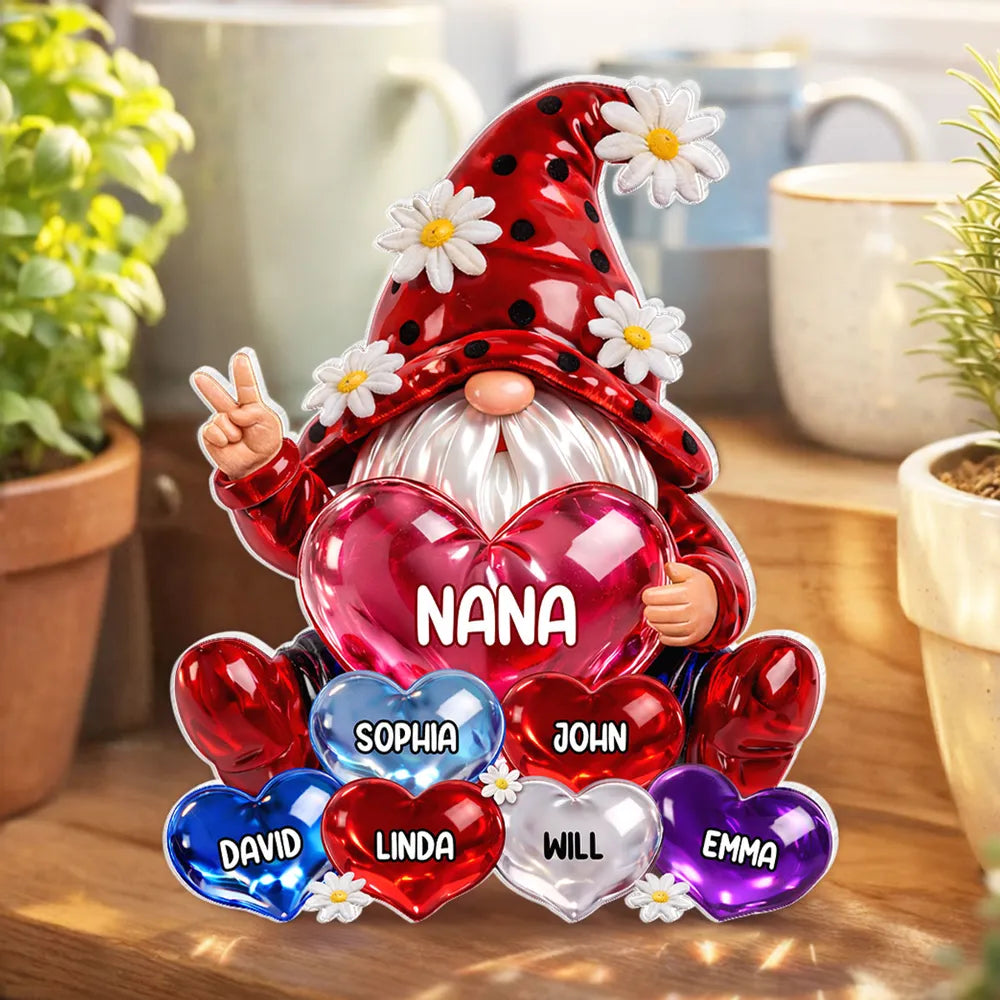 Personalized Gnome Heart Ornament for Nana - Family Keepsake Gift Plaque MagicInPrints
