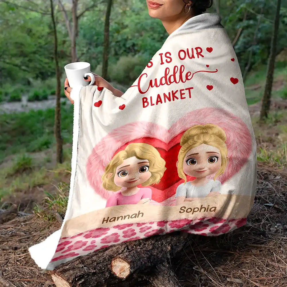 Personalized Cuddle Blanket for Couples with Cartoon Characters - Romantic Gift Blanket MagicInPrints