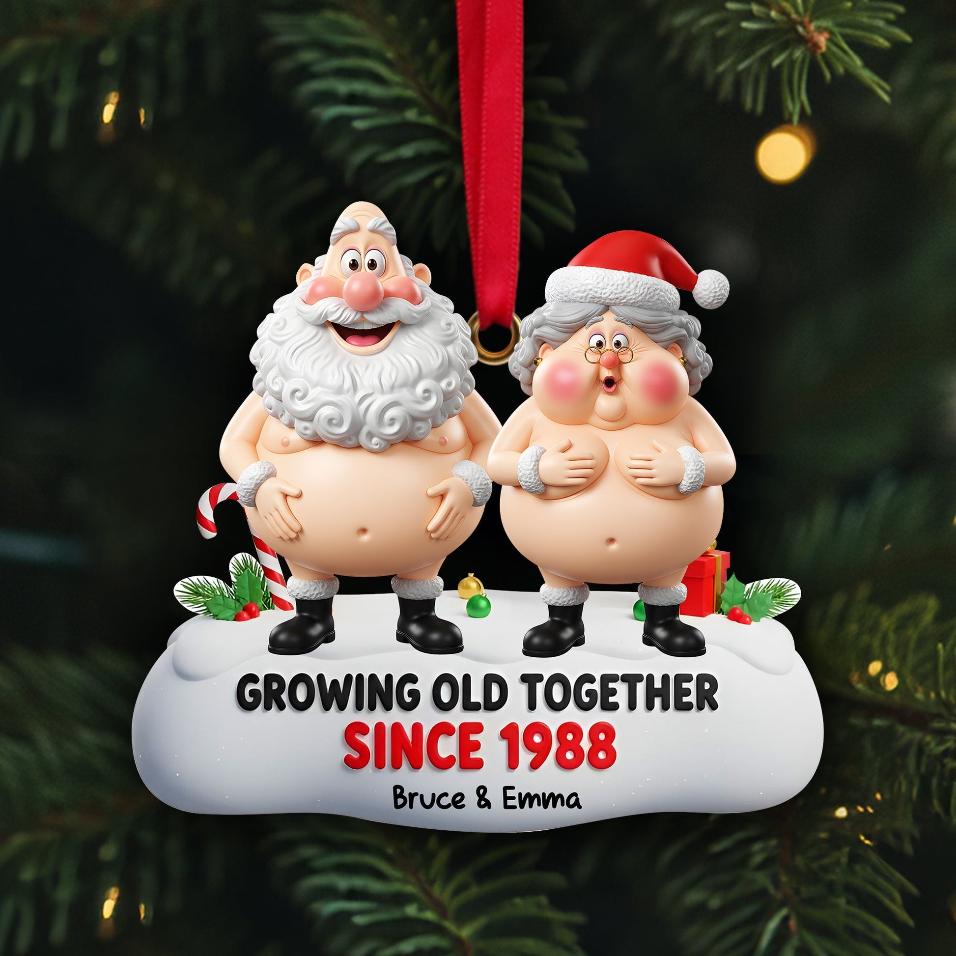 Growing Old Couple Ornament - Personalized Funny Gifts For Couple Ornament MagicInPrints